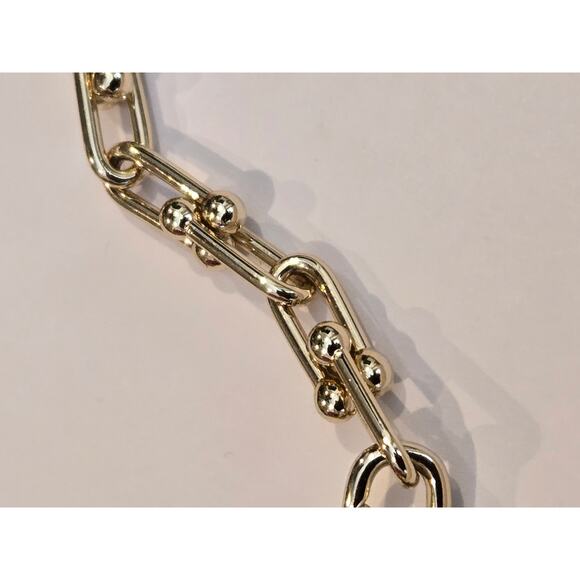 Eklexic Margaux Recycled Brass & 14K Gold Plated U Link Chain 16" Necklace - Picture 6 of 7